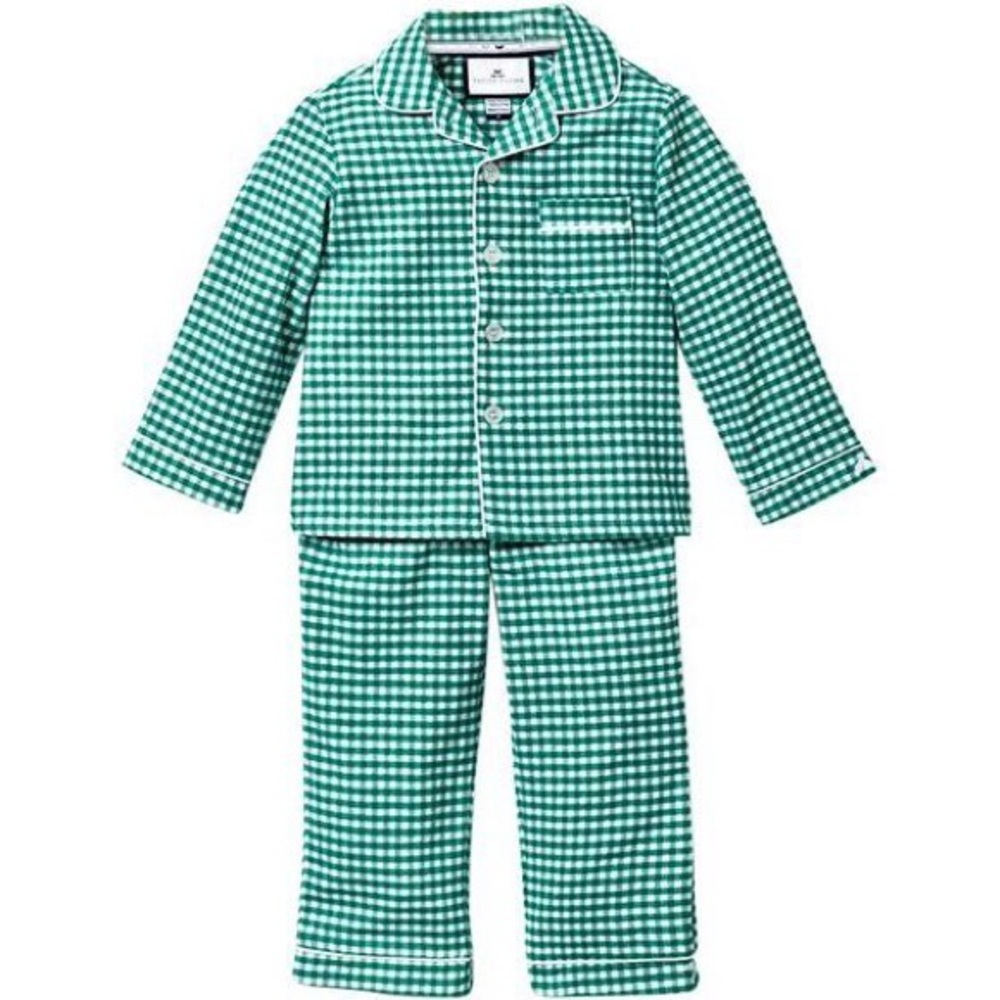 LAST CHANCE BEFORE YARD SALE: Petite Plume Green Gingham Kids Pajama Set